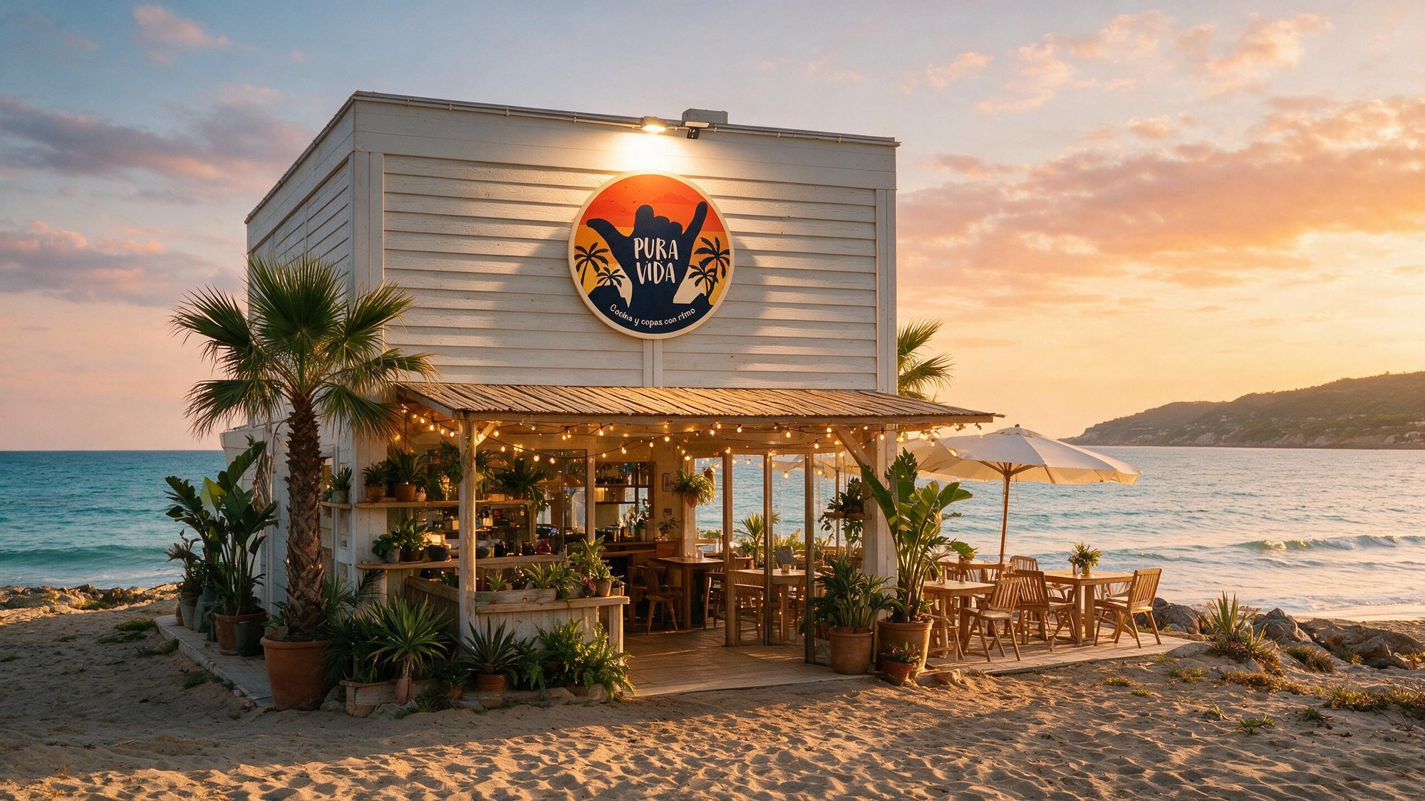 Fachada de Pura Vida, chiringuito en Playa Granada, Motril
